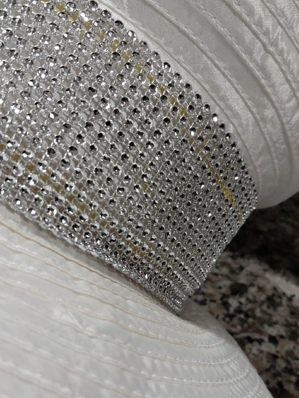 White Women's Wide-Brim Hat with Rhinestone Band